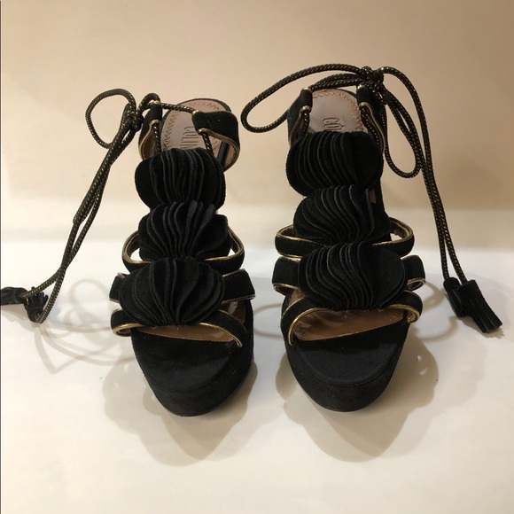 Colin Stuart Black Lace up Leather Heels. Sz 7 - Picture 2 of 7